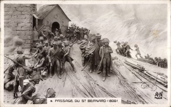 Artist Postcard Mastroianni, Passage du St. Bernard, Napoleon, 1900