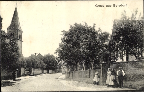 PC Belsdorf Wefensleben in Saxony Anhalt, street scene, church, residents