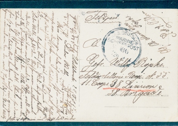 Postcard stamp Marineschiffspost MSP No. 99 Pillau, upside down 66