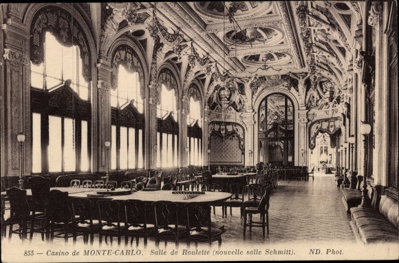 Postcard Monte Carlo Monaco, Casino, Roulette room (new Schmitt room)