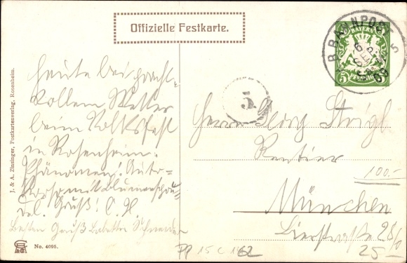 Postwaardestukken kunstenaarskaart Wagner, Richard, Rosenheim Opper-Beieren, volksfeest 1909, gemeentelijk museum