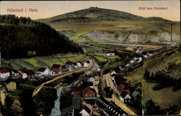 Postcard Rübeland Oberharz am Brocken, landscape, Hohekleef, mountain landscape, idyllic houses