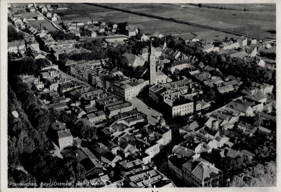 Postcard Pfarrkirchen in Niederbayern, aerial photograph