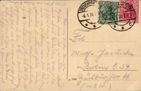 Postcard Treuenbrietzen in Brandenburg, Groß-Straße with post office