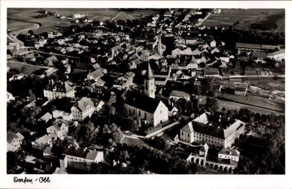 Postcard Dorfen in Upper Bavaria, aerial photograph