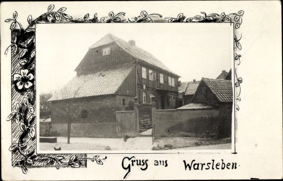 Passepartout photo Postcard Warsleben living out in Saxony Anhalt, residential building
