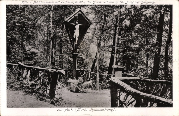 Postcard Zangberg, Girls' School Educational Institute St. Joseph of the Salesian Sisters, Park, Maria Heimsuchung
