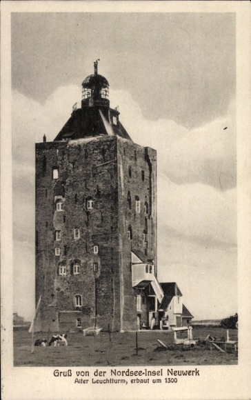 Postcard Insel Neuwerk, Alter Leuchtturm