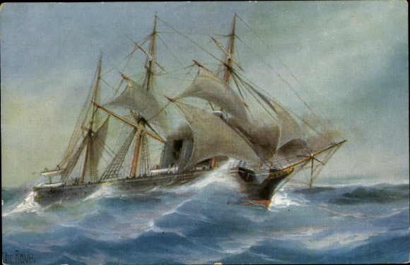 Artist Postcard Rave, Chr., Marinegalerie No. 287, SM Training Ship Sophie, 1881