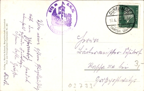 Artist Postcard Schneidenbach, C., Cunewalde in der Lausitz, Panorama, Czorneboh
