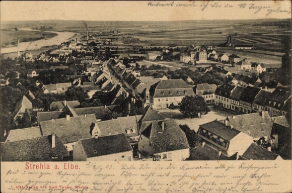 Postcard Strehla on the Elbe Saxony, general view