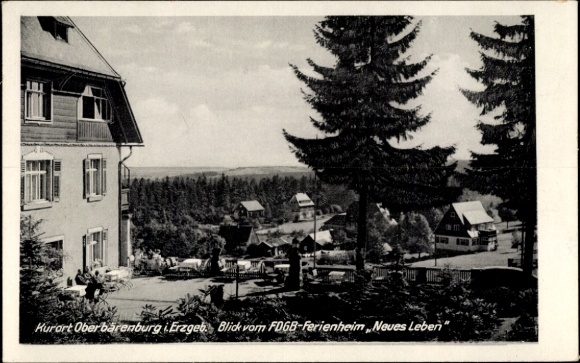 Ak Oberbärenburg Altenberg im Erzgebirge, Kurort  Blick vom Ferienheim, Sommerlandschaft, Bäume