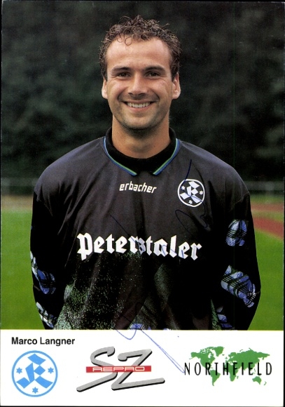 Karta autografu piłkarza Marco Langnera, Stuttgarter Kickers, autograf