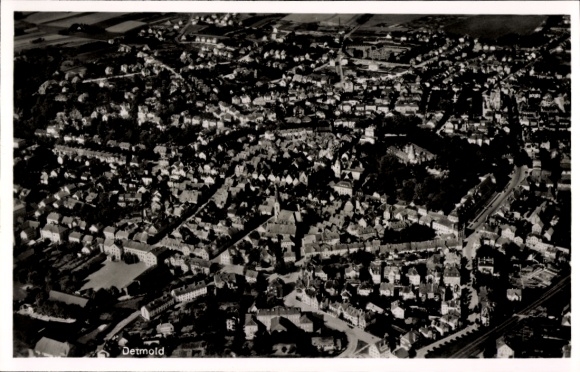 Postcard Detmold in North Rhine Westphalia, aerial photograph
