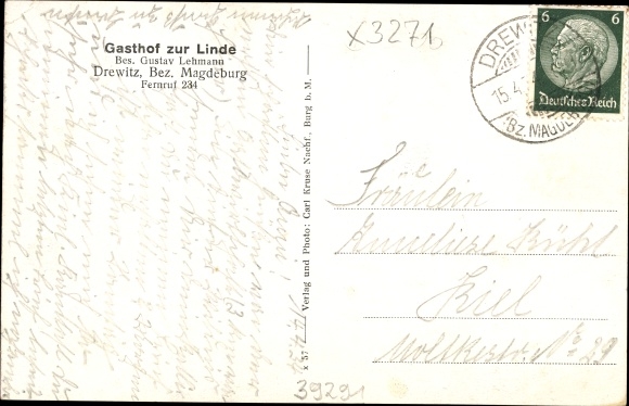 Ak Drewitz Möckern Jerichower Land, Gasthof zur Linde, Bes. Gustav Lehmann