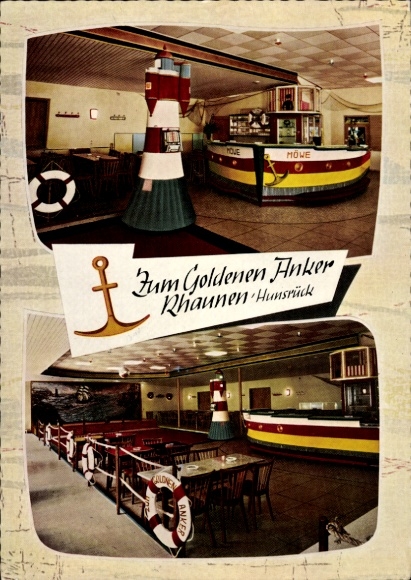 Postcard Rhäuen im Hunsrück, Gasthaus Zum Goldenen Anker, dining room