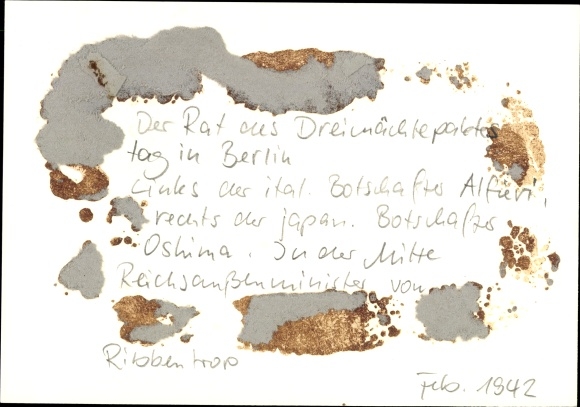 Photo Hoffmann, Von Ribbentrop, Italian Ambassador Alfieri, Japan. Ambassador Oshima, 1942