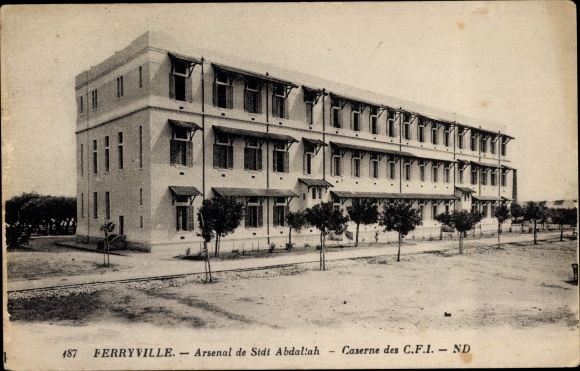Postcard Ferryville Tunisia, Sidi Abdallah Arsenal, military workers barracks