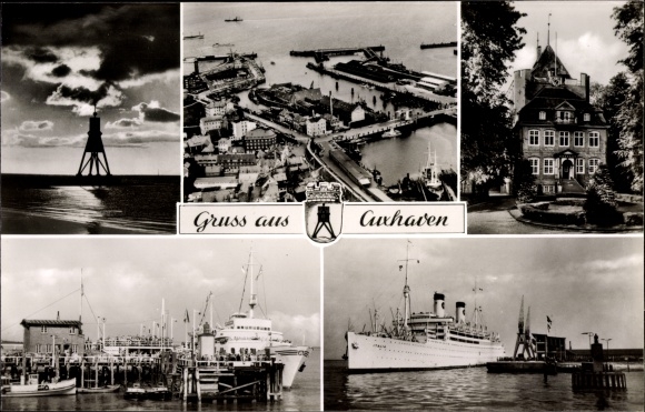 Ak Nordseebad Cuxhaven, Dampfer Italia, die Alte Liebe, Luftbild, Abendstimmung