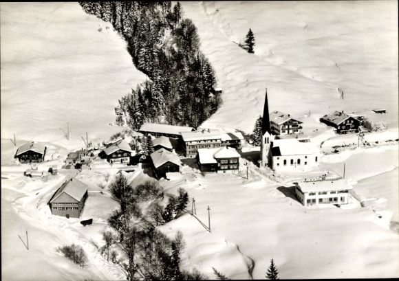Ansichtkaart Balderschwang in Allgäu, winter, uitzicht van bovenaf