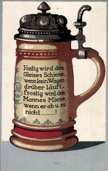 Artist Postcard beer mug with rhyme