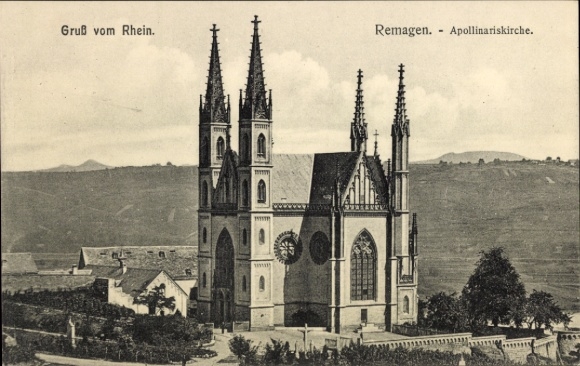 Ak Remagen am Rhein, Apollinariskirche, Gruß vom Rhein, Remagen