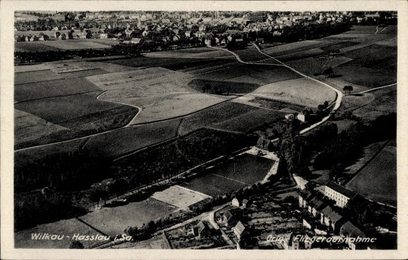 Postcard Wilkau Haßlau in Saxony, aerial photograph