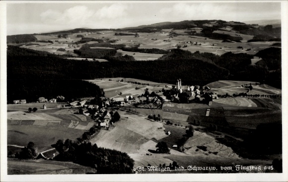 Postcard Sankt Märgen in the Black Forest, aerial photograph