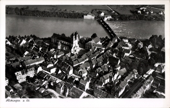 Postcard Bad Säckingen on the High Rhine, aerial photograph