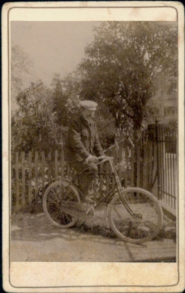 CdV Man with Bicycle, Günther's Father, Whitsun 1902