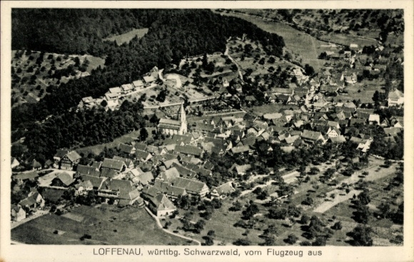 Postcard Loffenau in the Black Forest, aerial photograph