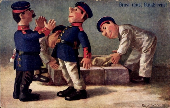 Kunstenaarskaart Hildebrandt, Fritz, borst naar voren, buik naar binnen