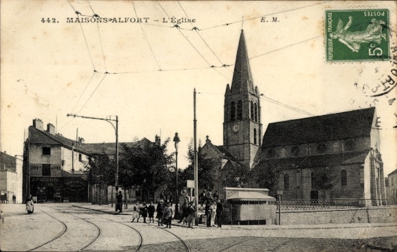 Postcard Maisons Alfort Val de Marne, The Church