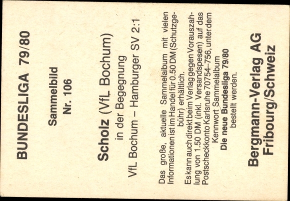 Obraz kolekcjonerski Bundesliga 1979/1980, zdjęcie nr 106, Scholz, VfL Bochum
