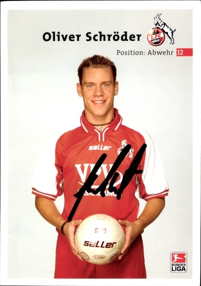 Autogrammkarte Fußballer Oliver Schröder, 1. FC Köln, Autogramm