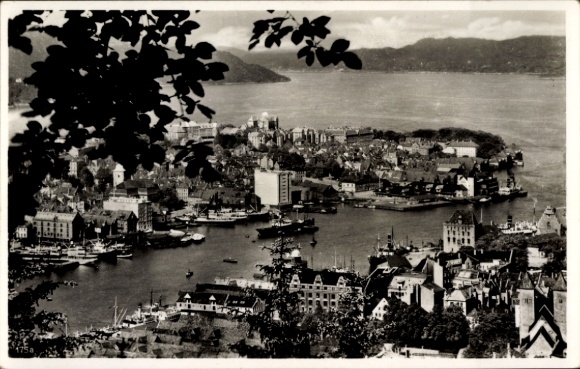 Postcard Bergen Norway, total