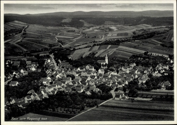 Postcard Flein in Württemberg, aerial view of vineyards, church, rural surroundings
