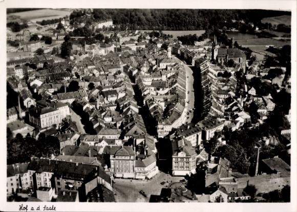 Ak Hof an der Saale Opper-Franken Beieren, luchtfoto