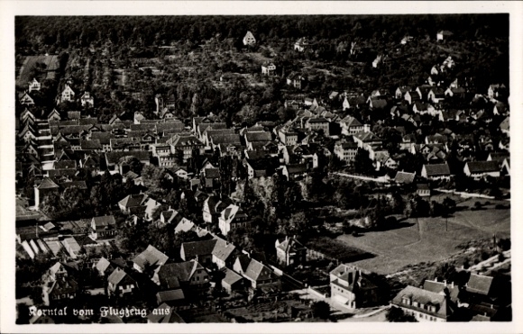 Postcard Korntal Münchingen in Strohgäu, aerial photograph of the village