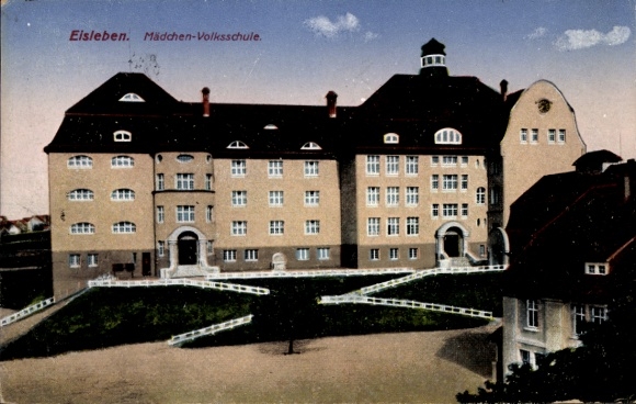 Postcard Lutherstadt Eisleben, Girls' Elementary School