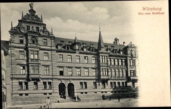 Postcard Würzburg am Main Lower Franconia, new town hall, architecture