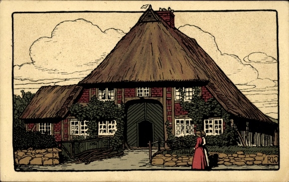 Steindruck Ak Bauernhaus in Schleswig Holstein
