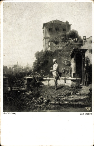 Artist Postcard Spitzweg, Carl, On Post