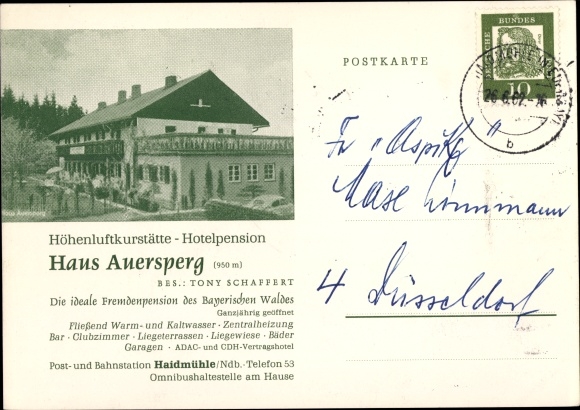 Ak Haidmühle Bayrischer Wald Niederbayern, Haus Auersperg, Außenansicht