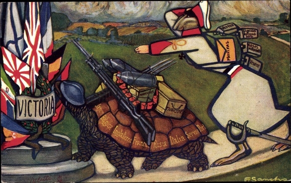 Artist Postcard De Haas en de Schildpad, Hare and Turtle, Victoria, Allegory, Fabel
