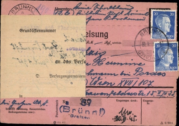PAW 791 (2) "Brünnl 30.3.45" with certificate of origin