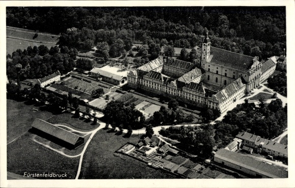 Postcard Fürstenfeldbruck in Upper Bavaria, aerial photograph