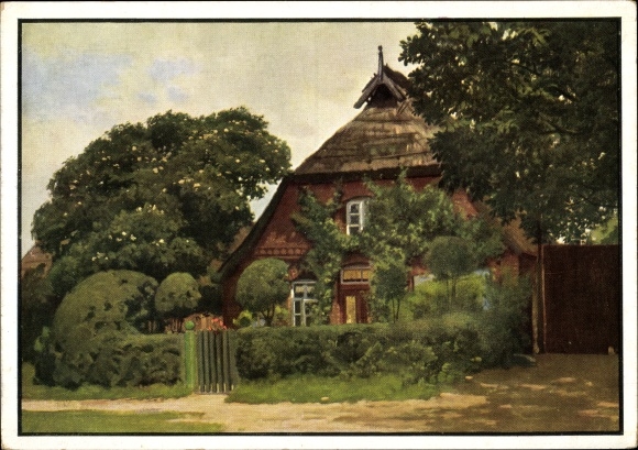 Kunstenaarskaartscherm, Amelinghausen Lüneburger Heide, Café Schilling, buitenaanzicht