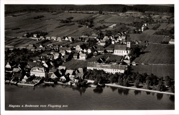 Postcard Hagnau am Bodensee, aerial photograph