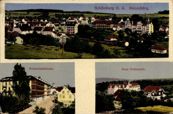 Postcard Schömberg in the Zollernalb district, New Sanatorium, Black Forest Home